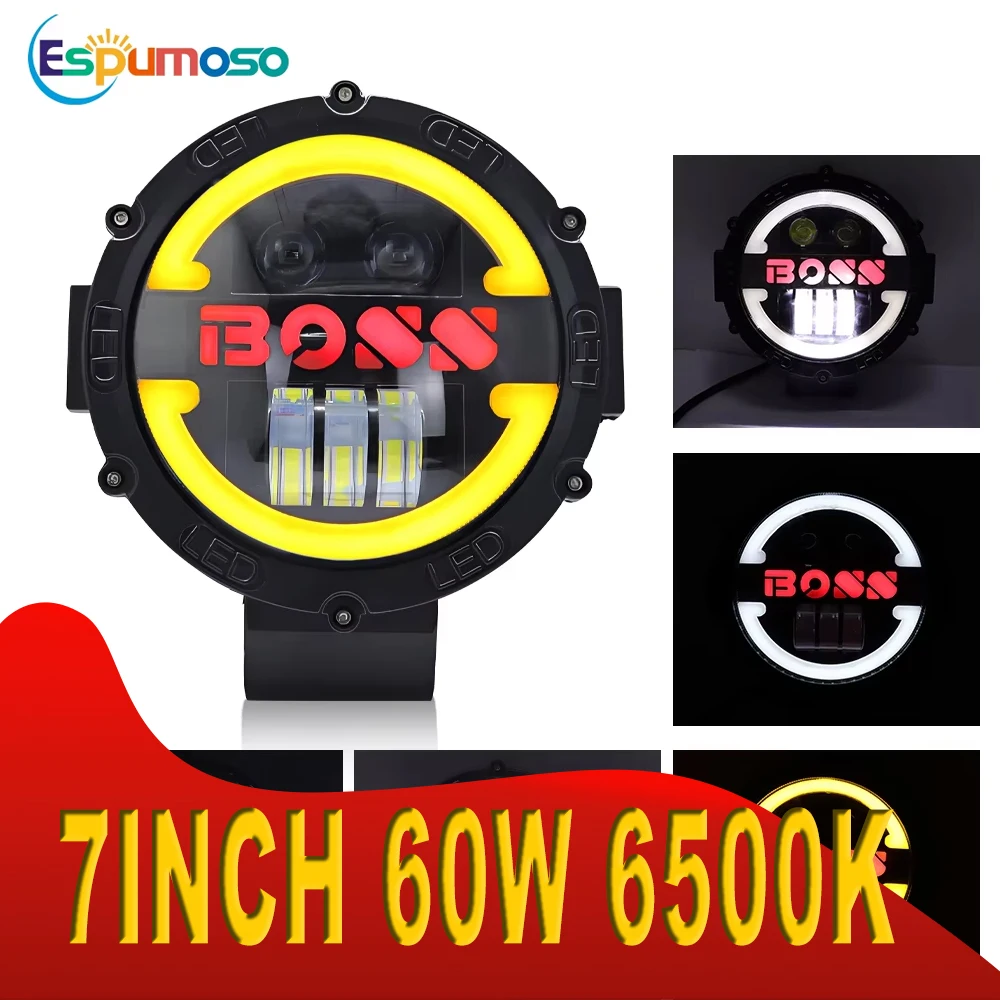 

7" Round Headlamp LED Headlight Hi/Low Beam DRL Turn Signal 7 Inch Boos Motorcycle For Harley Jeep Wrangler JK LJ CJ Hummer