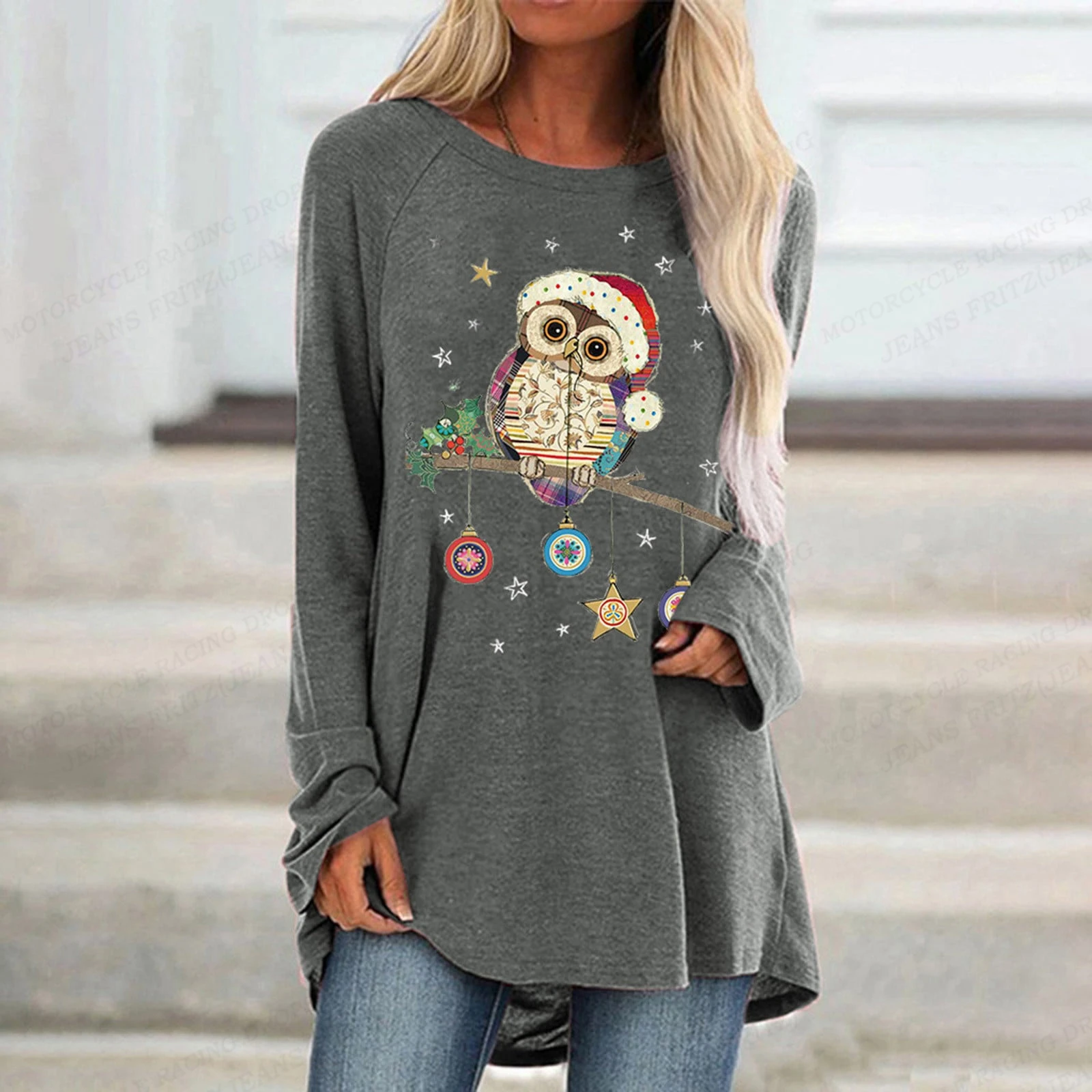 Owl T Shirt Women T-shirt Women Fashion T-shirt Animal Tshirt Long Sleeve Tops Tees Essiential Tops Kawaii Tunic Womens Clothing