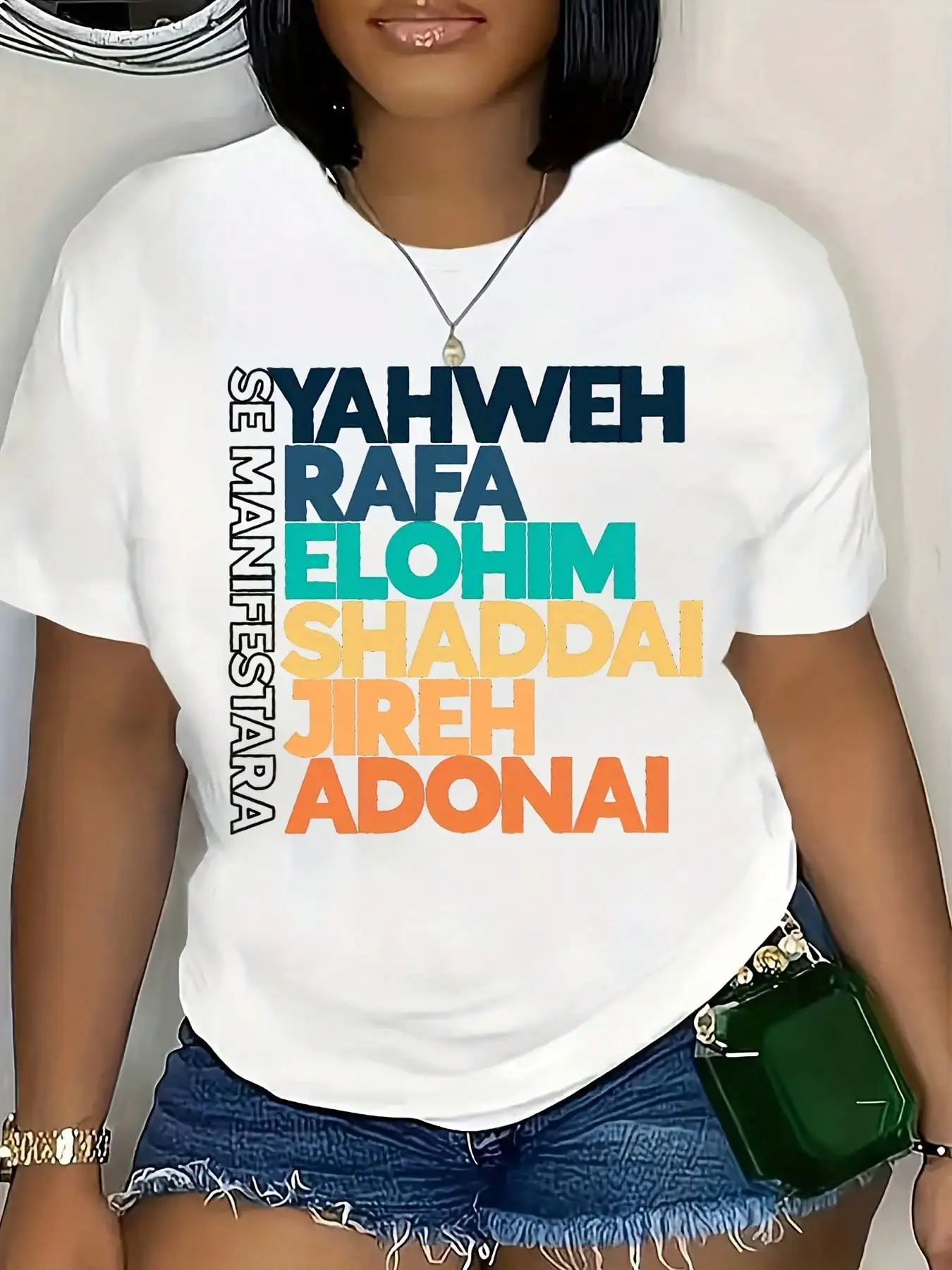Jehovah Rapha Elohim Shaddai Adonai Faith-Themed Printed Women's T-Shirt, A Spiritual Statement Top,Is An Excellent Gift Choice