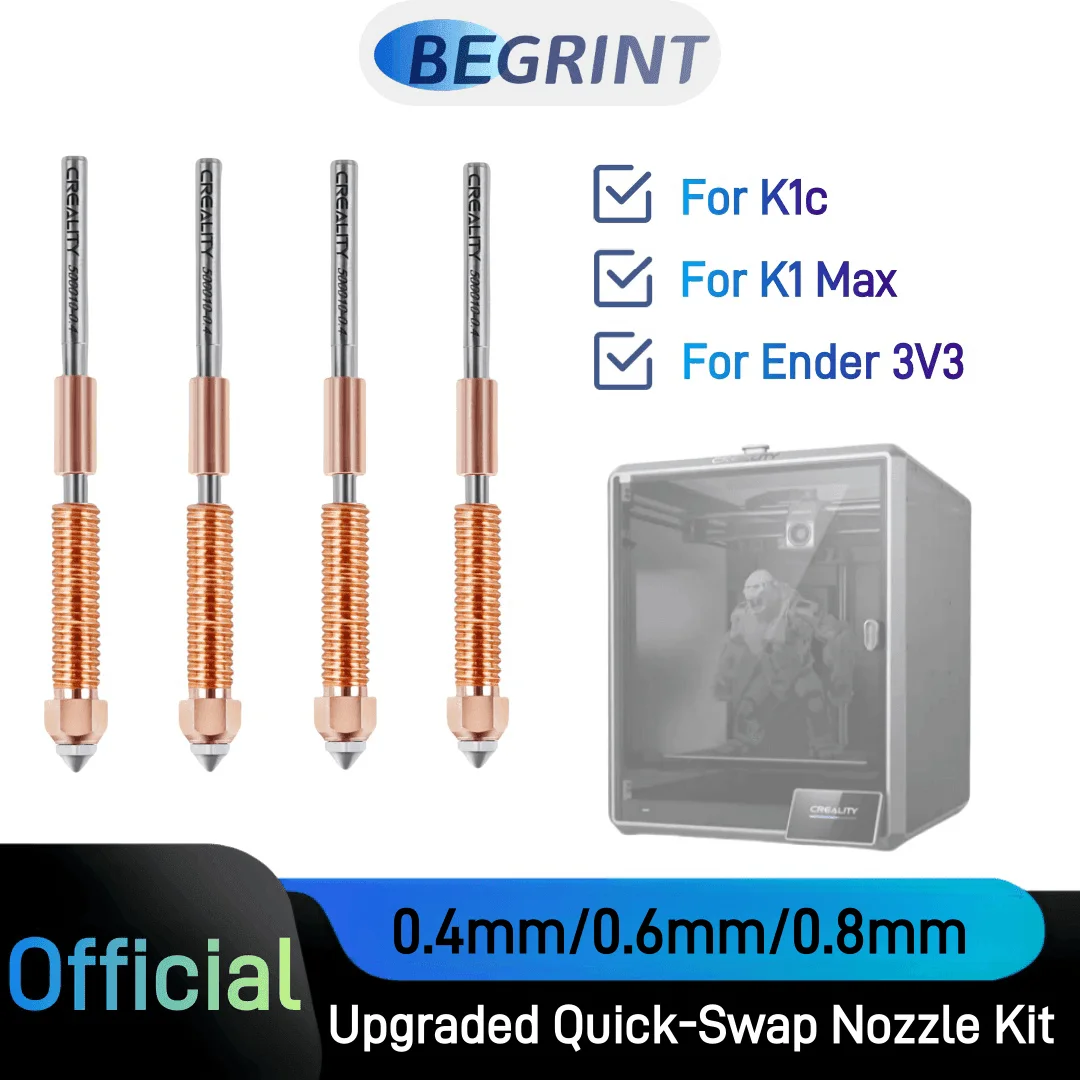 Creality K1C Hardening steel  Nozzle Kit Quick-Swap For K1 Max/Ender-3 V3 Upgraded High-Speed Hotend nozzle 0.4/0.6/0.8mm