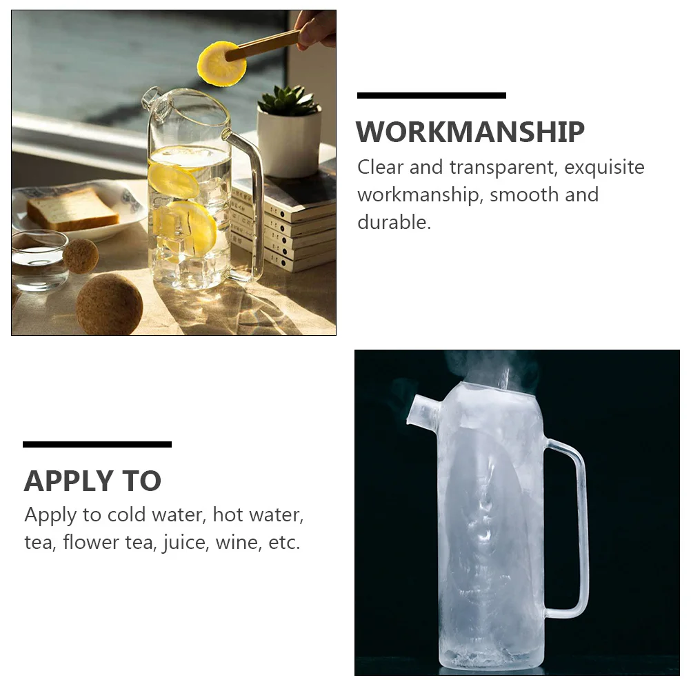 

1pc Thickened Glass Tea Pot Clear Heat Resistant Household Tea Kettle For Hot Cold Water Juice Wine Glass Water Pitcher Kitchen