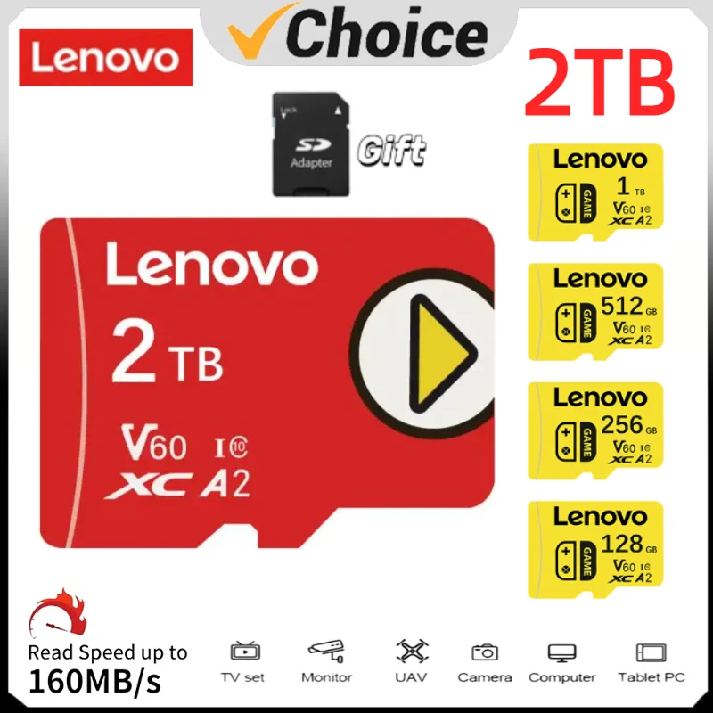 Lenovo Evo Plus Micro Tf Sd Kaart 2Tb 128Gb 256Gb 512Gb A2 V30 U3 Overdracht 130 Mb/s Geheugenkaart C10 U1 Tf Kaart V10 A1 Geheugenkaart