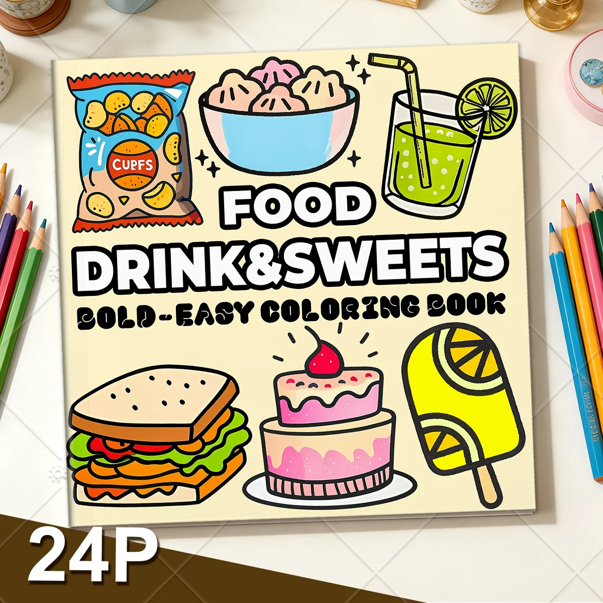 Libro de Colorear de Comida, B - Food And Snacks Coloring Book Bold And Easy reseña y precio