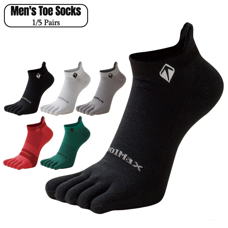 1/5 Paar Sommer-Herren-Fünf-Finger-Socken von Coolmax, atmungsaktiv, blasenfrei, schnell trocknend, Zehensocken für Outdoor-Wanderungen, Marathon