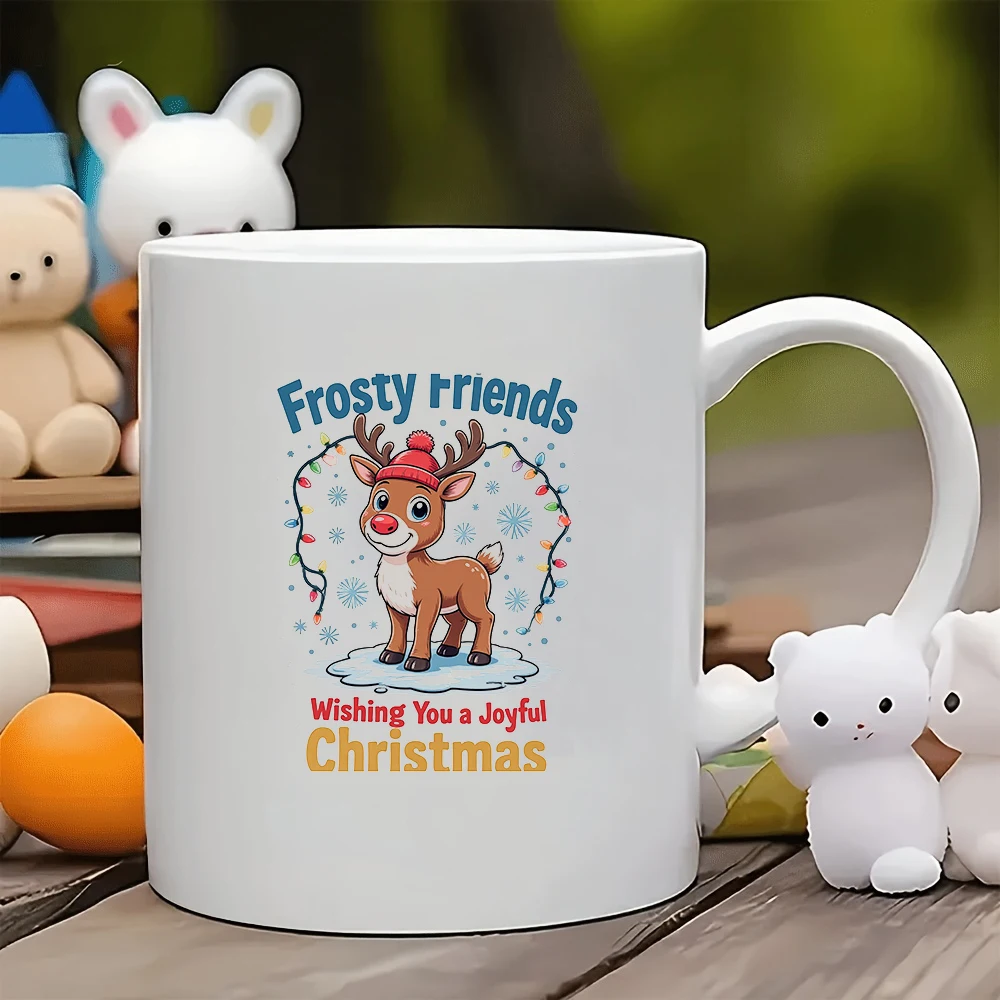 

11oz cartoon reindeer Christmas hat mug thermal cup festive gift essential for children families and offices during the holid