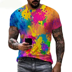 Summer Fashion Rainbow Tie Dye 3D Print T-Shirts Men Women Short Sleeve T Shirt Oversized Harajuku Y2k Tees Tops Kids Clothing