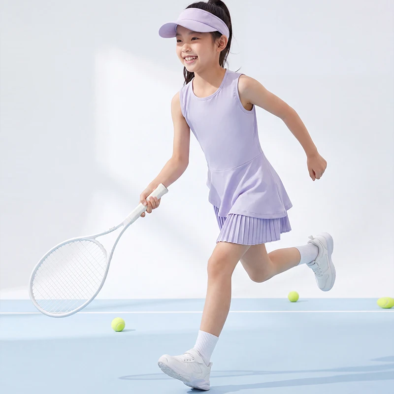 2026 Summer Girls Softy Pleated Mini Dress Teen Jumpsuit One Pieces Short Dresses for Students Straps Playsuit Dress Ages 3-13Y