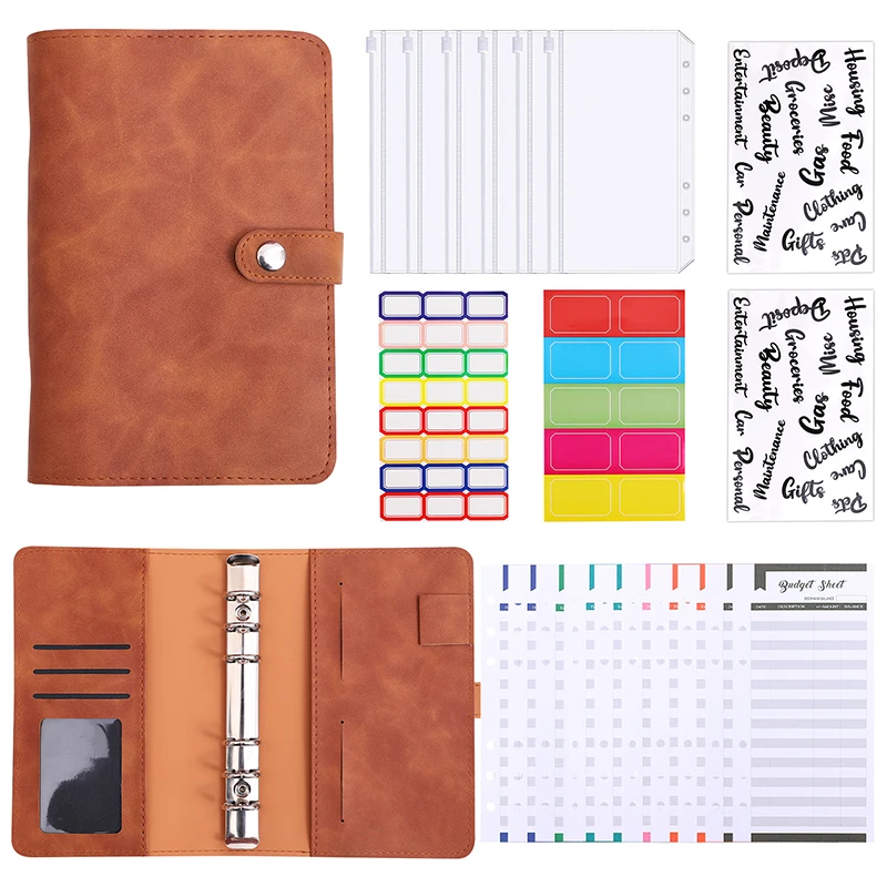 A6 A5 Colorful PU Leather Notebook Budget Binder Planner With Cash Envelopes Or Pockets Or Only Cover