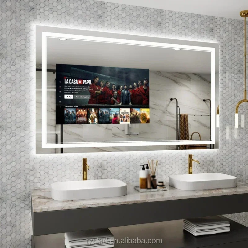 High Quality Smart Led Mirror Wall Mounted Beauty Salon Android Bathroom Mirror With Tv Screen Modern Luxury Tv Mirror