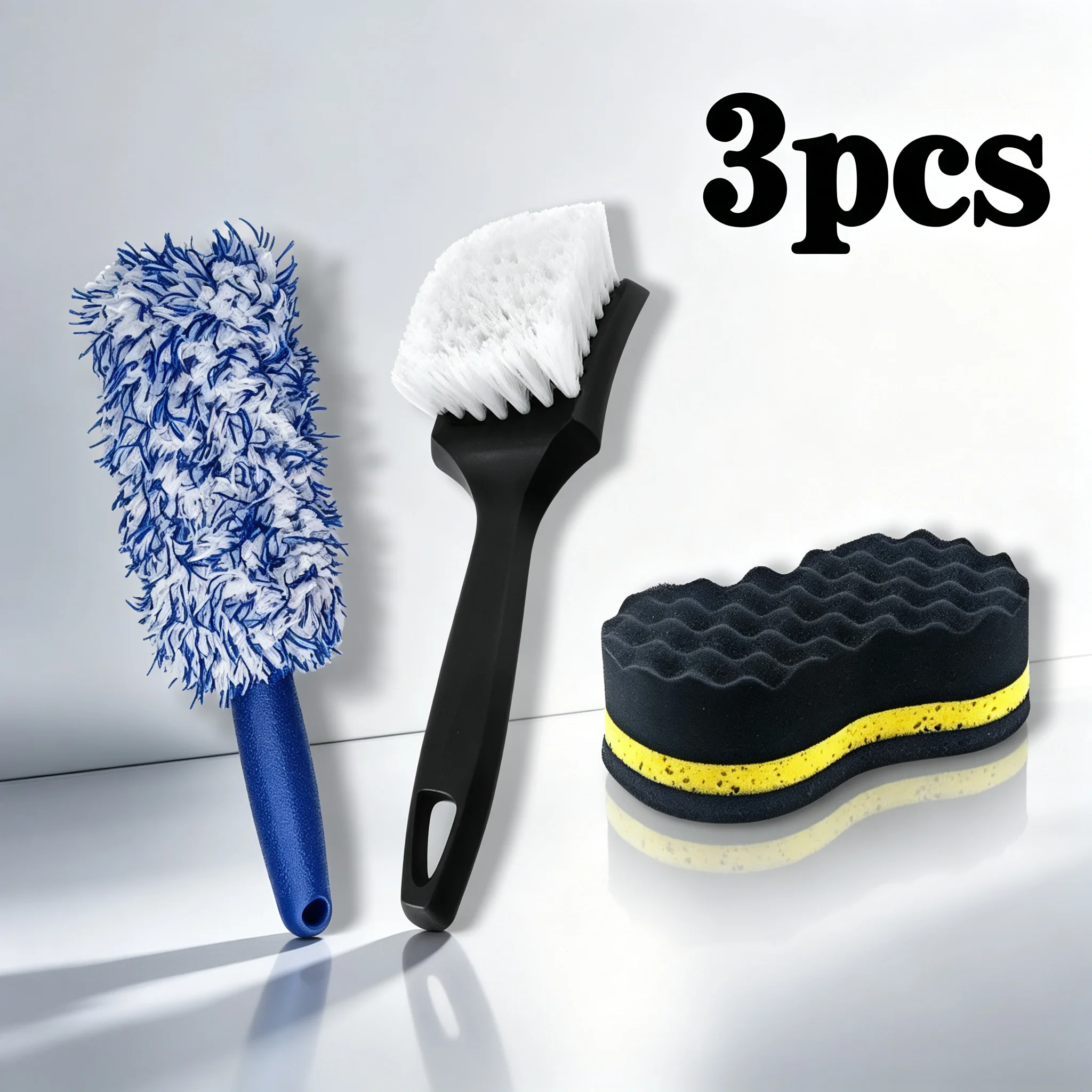 3Pcs Wheel Hub Washing Brushes Rich Foam Design For Car Auto Exterior Wheel Surface Detailing Cleaning Tools