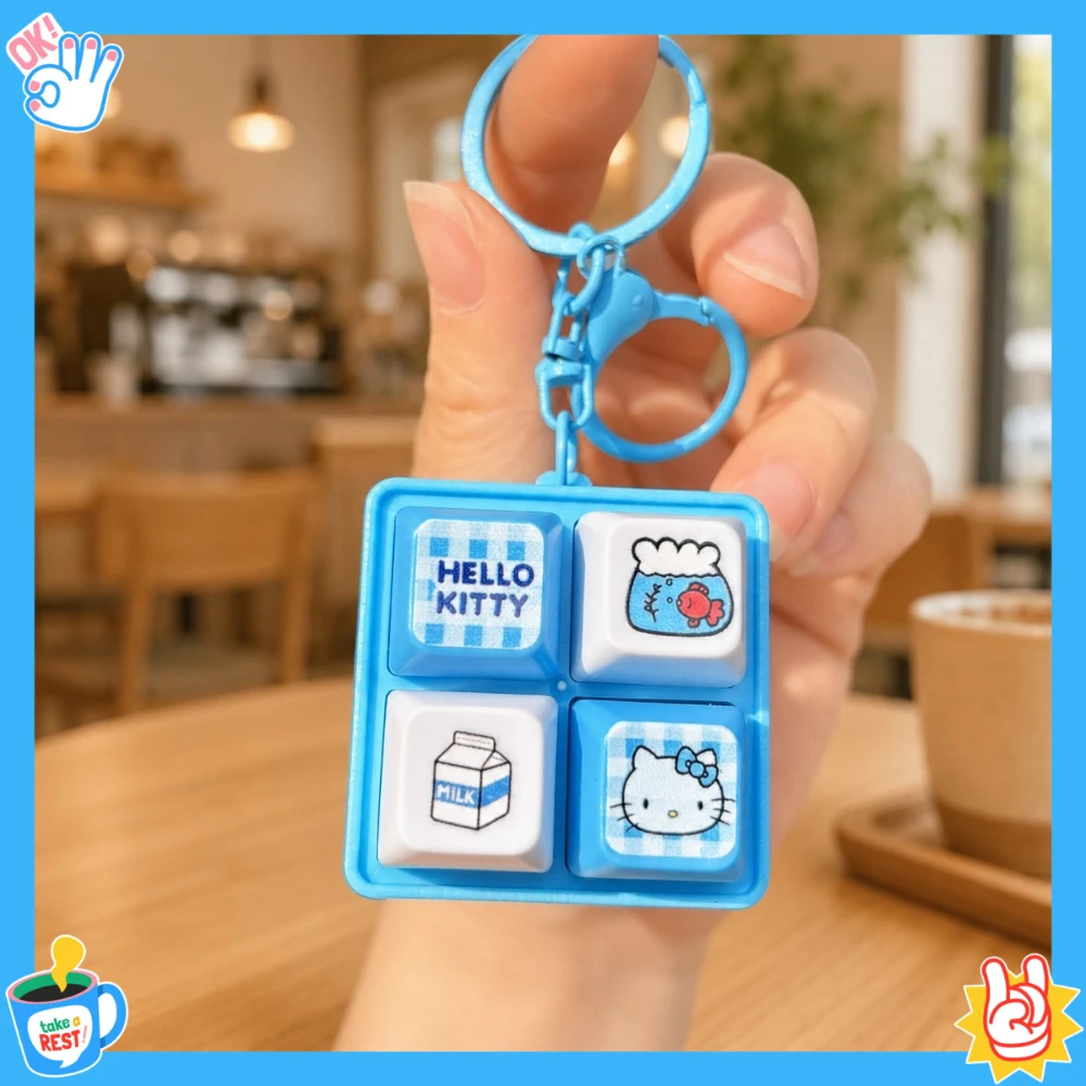 헬로키티 귀여운 4키 키보드 키캡, 손가락으로 누르면 - Women'S Keychain Accessories 리뷰 및 가격