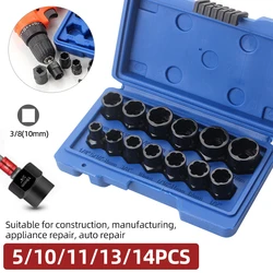 Impact Nut and Bolt Extractor Set, Remoção Danificada, Twist Socket Tool, Wrench Tool Kit com Case