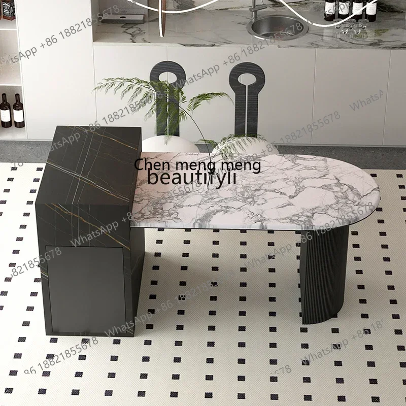 G153 French island dining table integrated household retractable high-grade rock slab light luxury marble