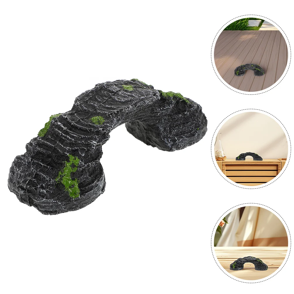 

Turtle Basking Platform Rock Multi Functional Reptile Climbing Ladder Hideaway Shelter Resin Bridge for Aquarium Habitat Setup