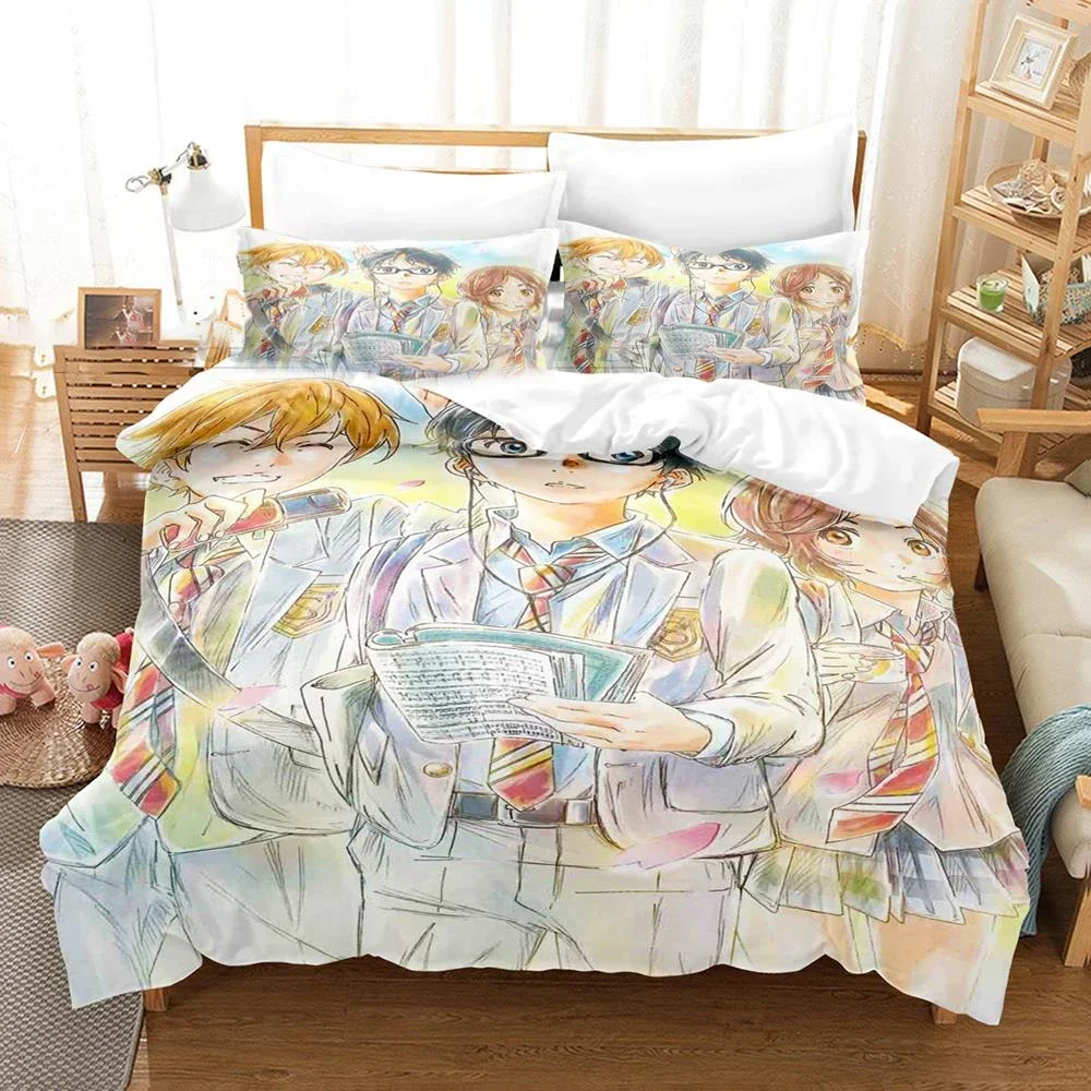 

3D Anime Your Lie in April Bedding Set Kaori Miyazono Duvet Cover Bedroom Comforter Twin King _Size Quilt Cover Home Textiles