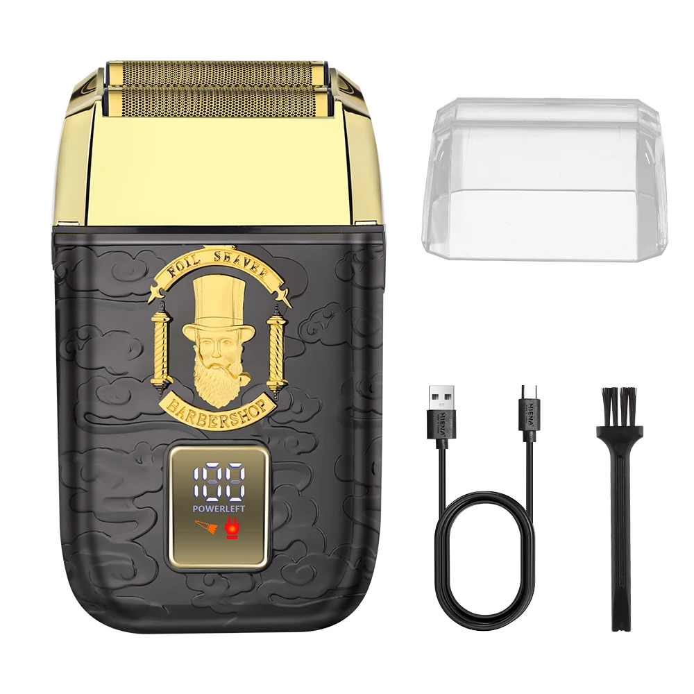 

HIENA PRO Barbershop Foil Shaver for Men, Reciprocating Electric Razor with LED Display, USB Rechargeable Wet/Dry Beard Trimmer