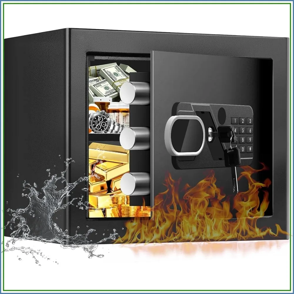 

1.3 Cub Small Safe for Home, Anti-Theft Steel Security Fire Safe with Combination Lock, Alarm System, Removable Shelf, Fireproof Waterproof for Money Valuables
