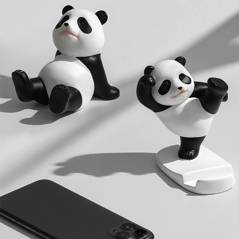 

Decorative Resin Panda Desk Figurine Phone Tablet Holder For Home Office Decors