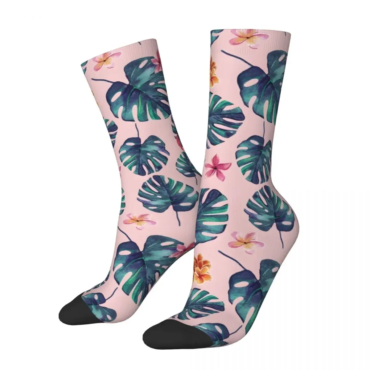 Crazy compression Tropical Floral Sock for Men Vintage Seamless Pattern Crew Sock Novelty