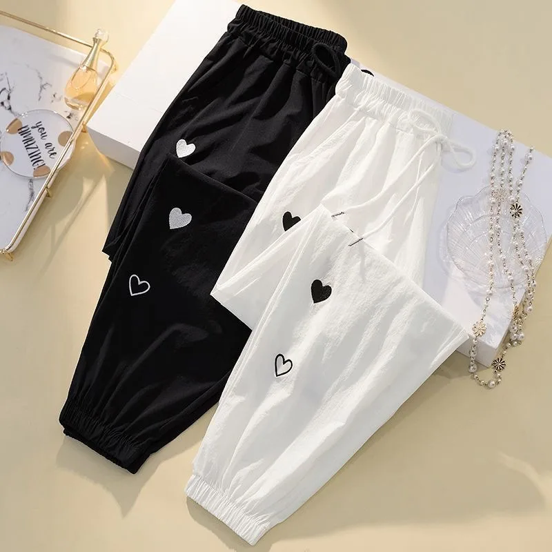 

Large Size Ice Silk Sweatpants Women's Summer Clothing Thin Baggy Latest Casual Quick-drying Harlan Pantalones Comfy Trousers