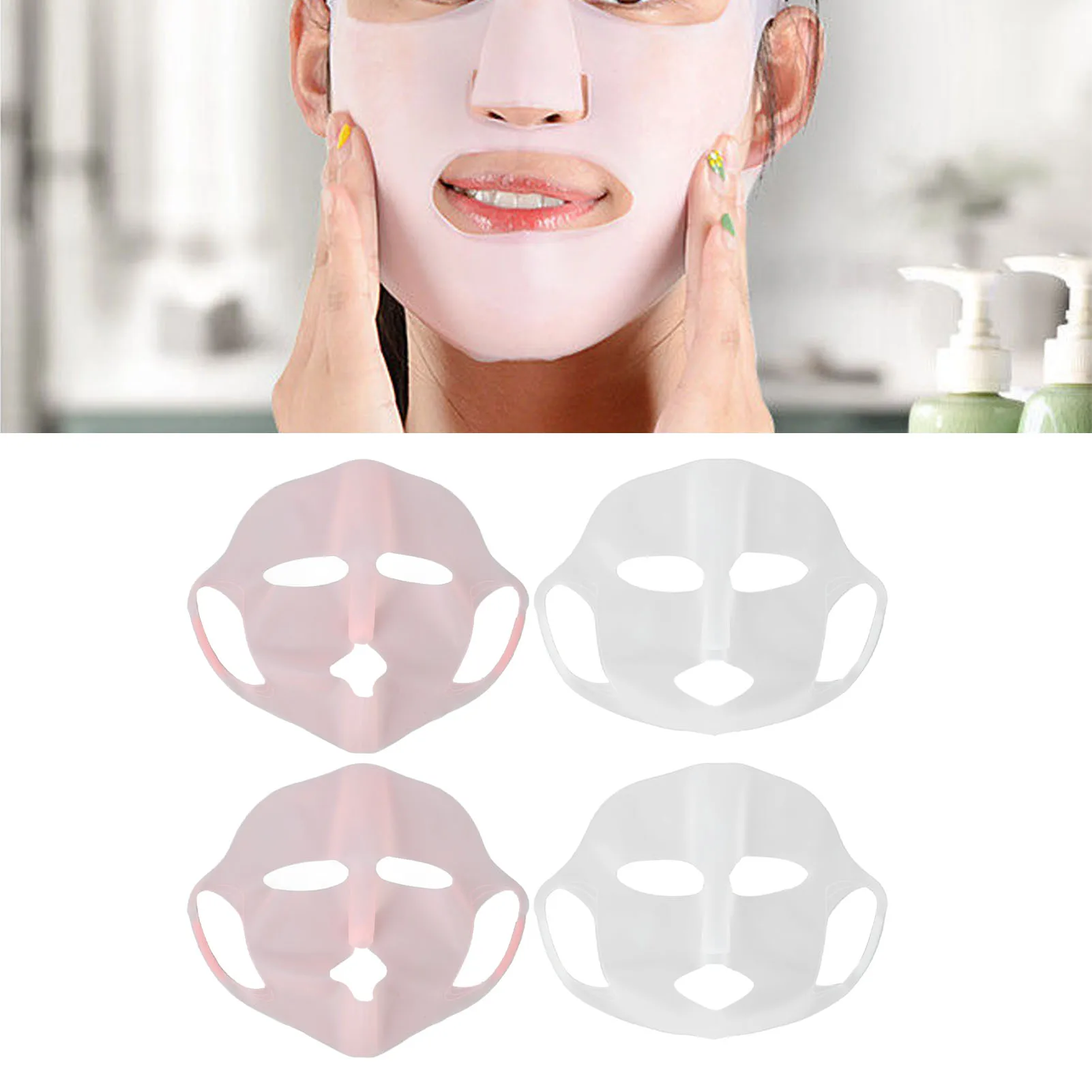 4pcs Moisturizing Facial Mask Cover Silicone Face Wrap Moisturizing Facial Mask Cover Silicone Face Mask Holder for Sheet Masks