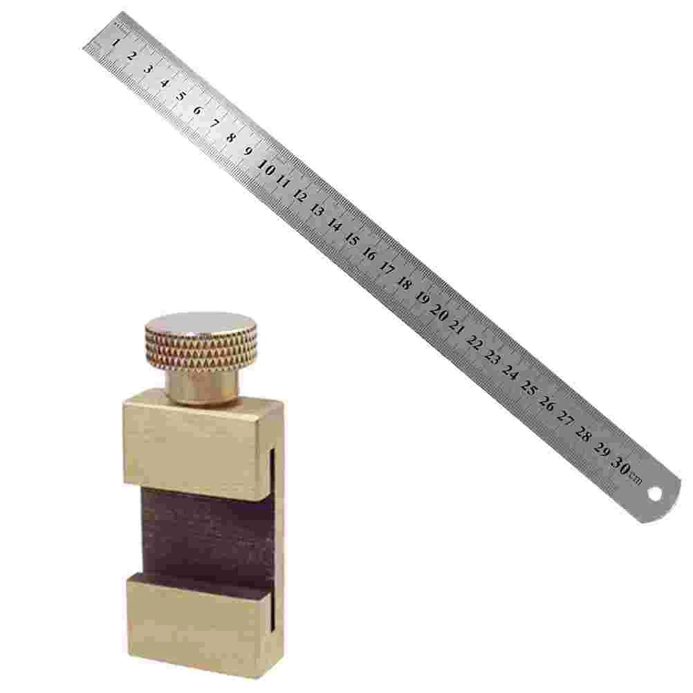 

Steel Ruler Limited Block Cut Drywall Tool Manual Measuring Precision Woodworking Localizer Brass