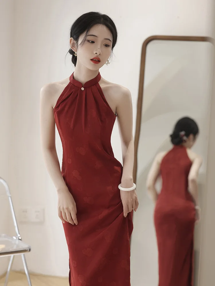 New Chinese Qipao Toast Dress Bride 2024 New Morning Robe Red Wedding Improvement Chinese Style Long Dress Engagement Dress