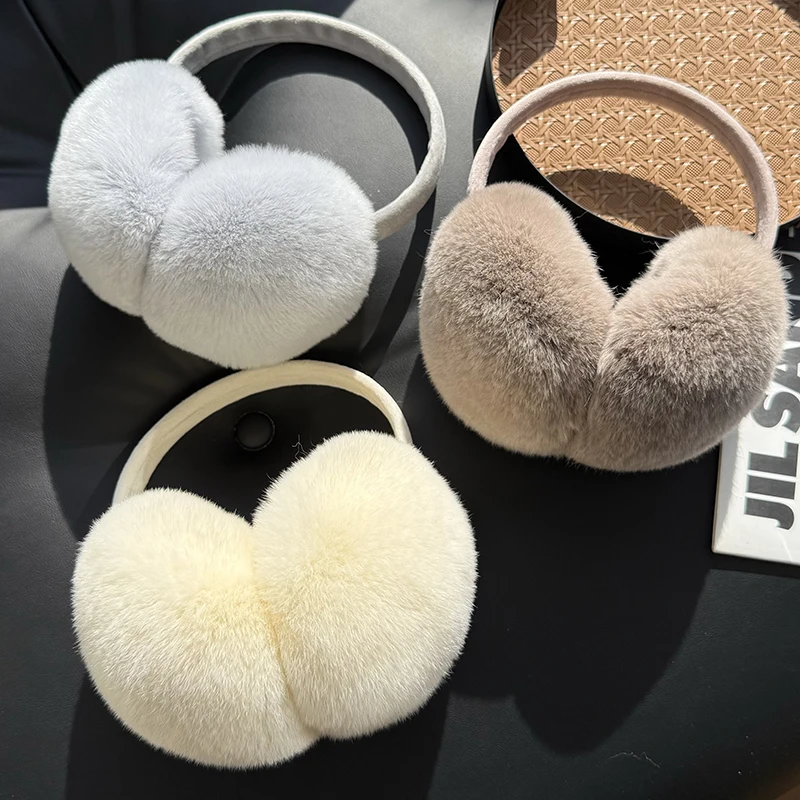 نمط جديد النساء 100% الطبيعية ريال ريكس الأرنب الفراء غطاء للأذنين الشتاء موضة الفتيات ريكس الأرنب الفراء غطاء للأذنين الروسية أفخم الفراء إيرفلاب #1