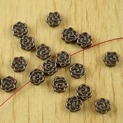 60pcs 6.6mm antiqued copper tone 2sided flower spacer beads H1902