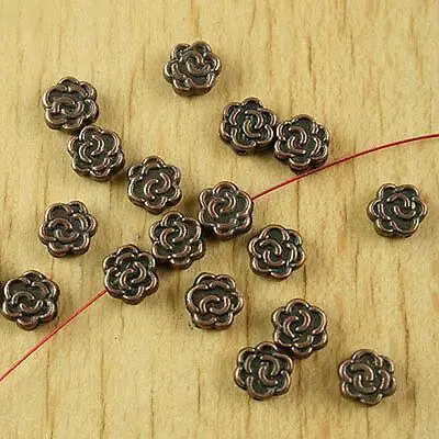 60pcs 6.6mm antiqued copper tone 2sided flower spacer beads H1902