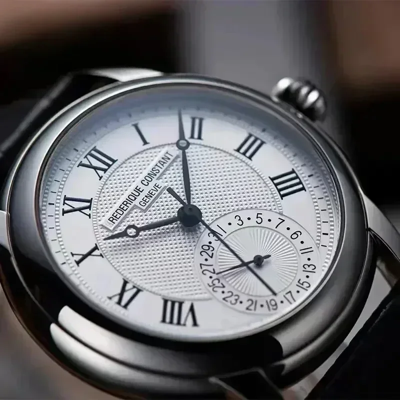 ساعة رجالية فاخرة الحد الأدنى إبرة مزدوجة فريدريك ساعة ثابتة FC-710 حزام من الجلد ساعة كوارتز ترفيهية