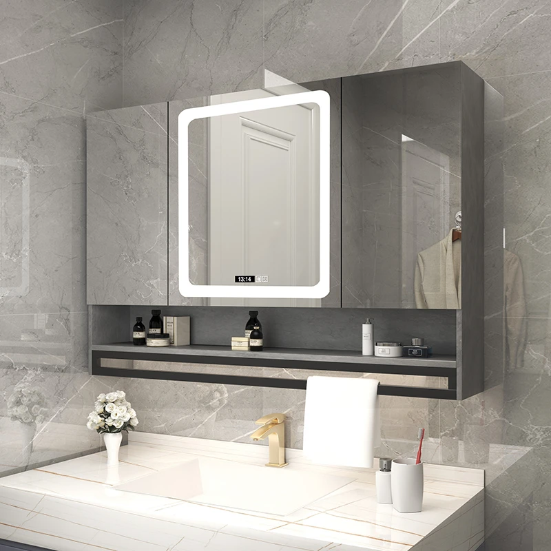 Solid wood mirror cabinet, intelligent bathroom, separate 75CM bathroom storage cabinet, towel rack, toilet wall cabinet