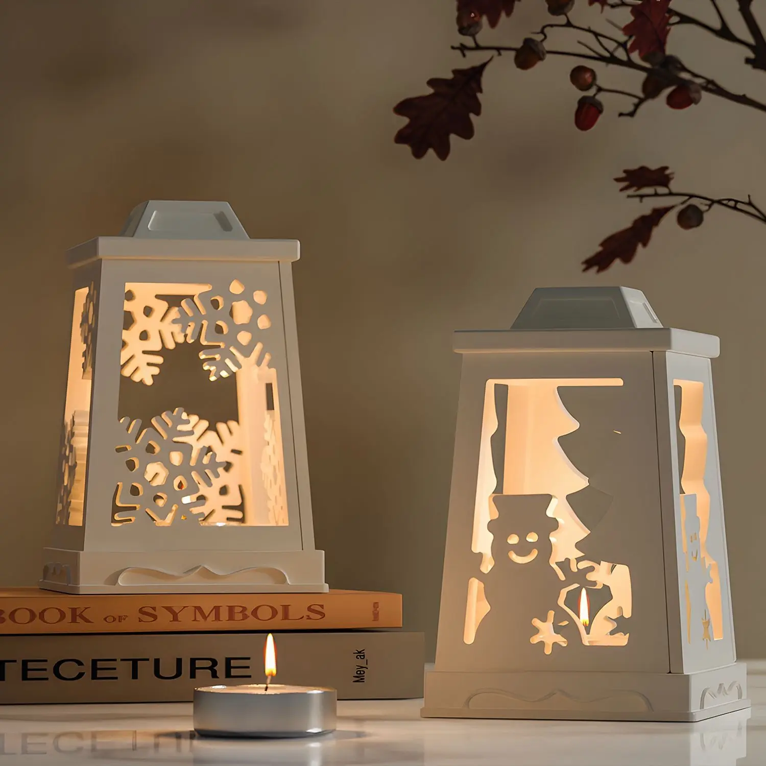 Christmas Hollow-Out Reindeer, Snowman, Snowflake, Wind Lamp Silicone Mold DIY Holiday Glowing Candle Holder Night Light Plaster Aromatherapy Candle Mold