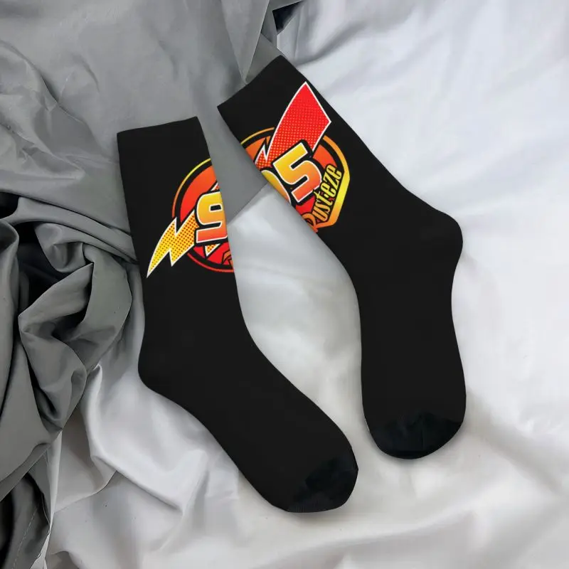 Cool Mens Number 95 KaChow Dress Socks Unisex Breathbale Warm 3D Printed Lightning McQueen Crew Socks