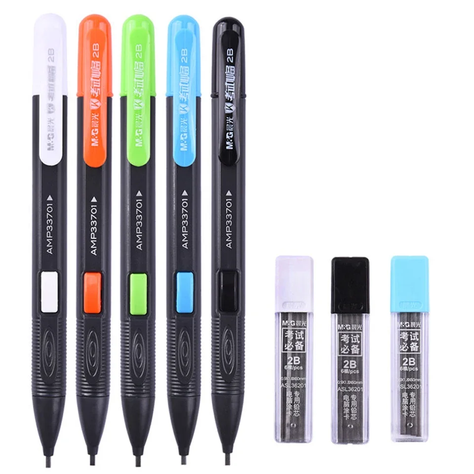 5pcs New Graphite Drafting Automatic Mechanical Pencil Send 3 Box 2.0mm Square Refill For Kids Sketch Drawing School Stationery