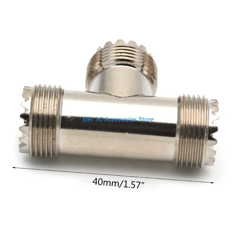 Y51A UHF PL259 إلى ثنائي UHF أنثى SO239 محول RF موصل محوري UHF T الشكل #6