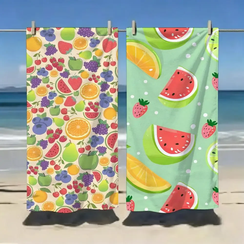 Colorful Tropical Fruit Party Towel Microfiber soft Beach Towel for Travel Fitness Sauna Bathing Camping