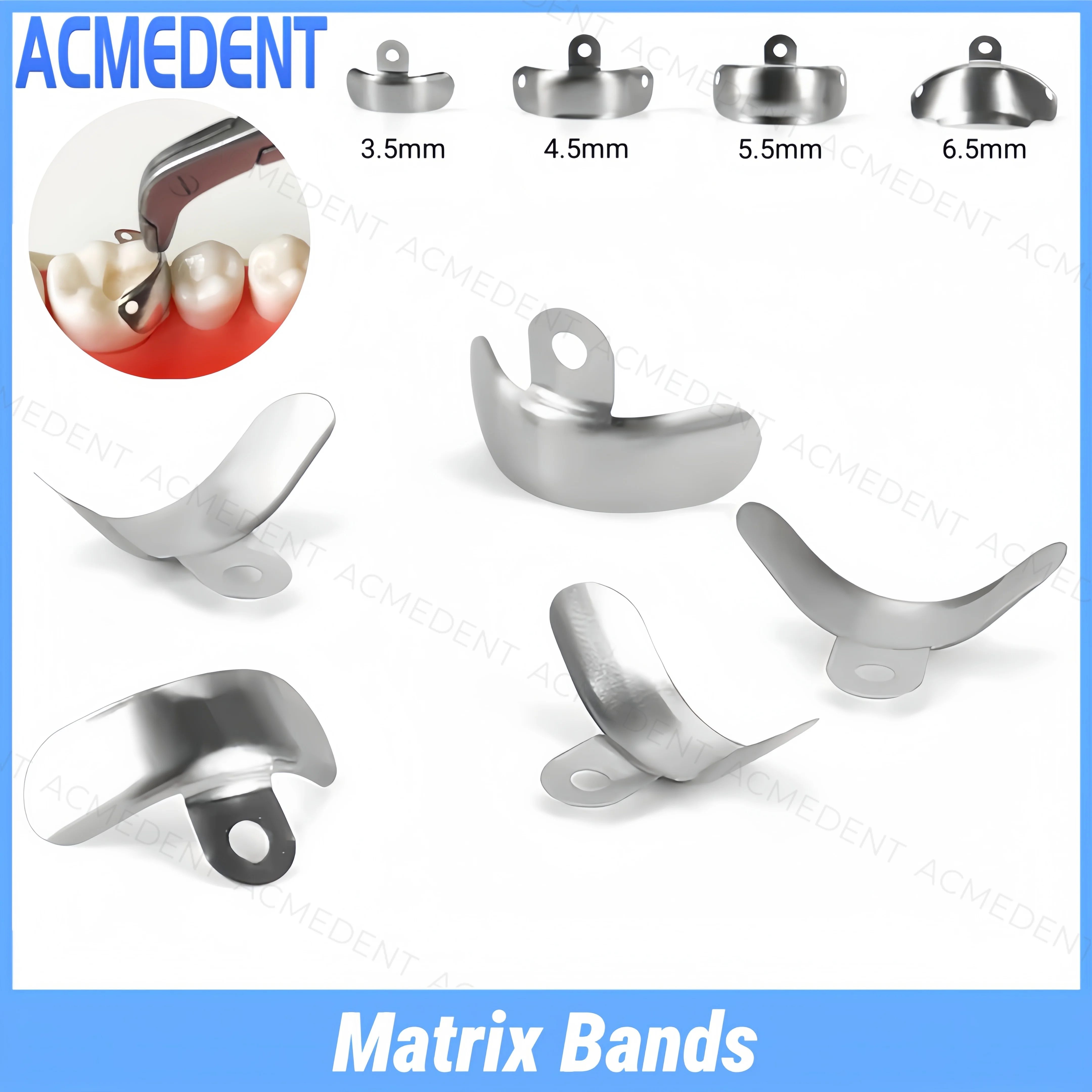 

50pcs Dental Matrix Bands Sectional Contoured Metal Matrices For Teeth Replacement Fit Garrison Palodent V3 System Dentist Tool