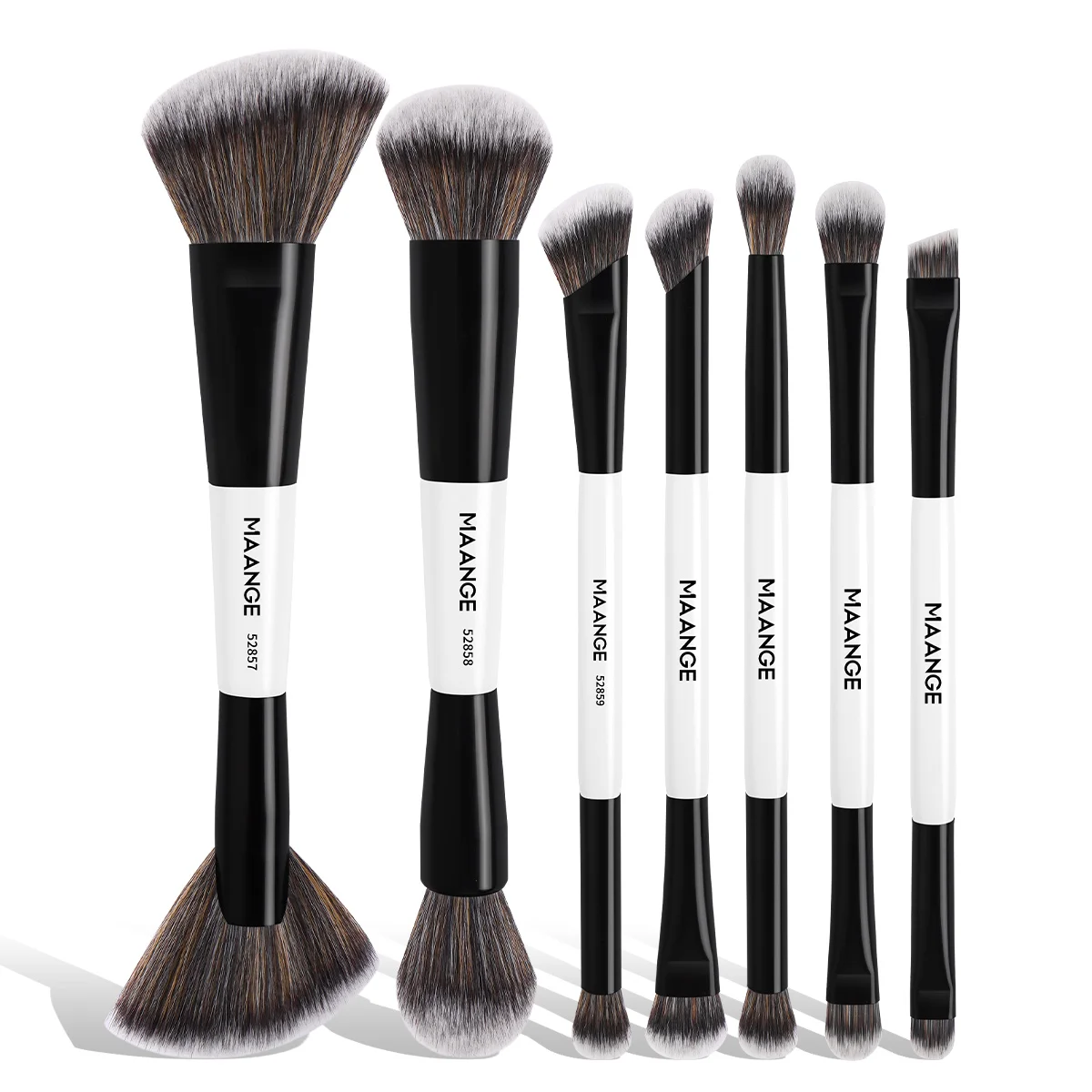 MAANGE 7pcs Premium Double-ended Face Makeup Brushes Perfect for Cheek Forehead Foundation Eyeshadow Blending Deepen Contour Kit