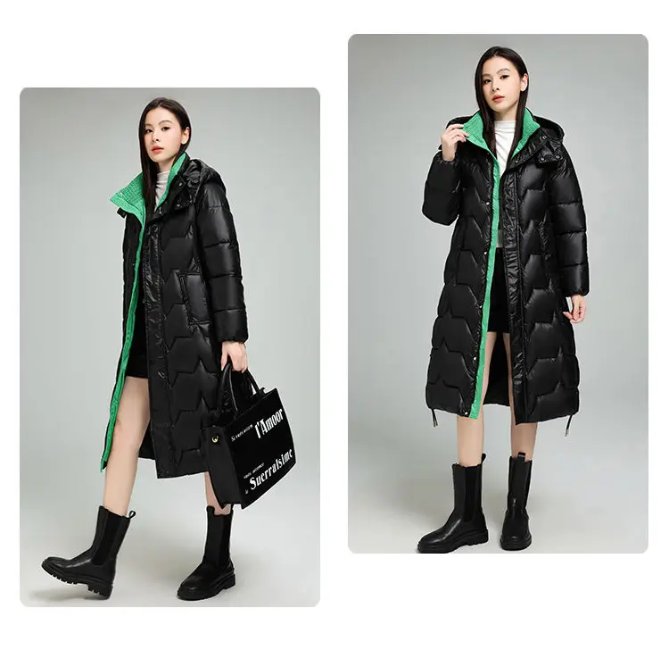 Female Long Down cotton Jacket 2026 Autumn Winter New Fashion Thicken Hooded Coat Women's Windproof Puffer Long Parka Overcoat