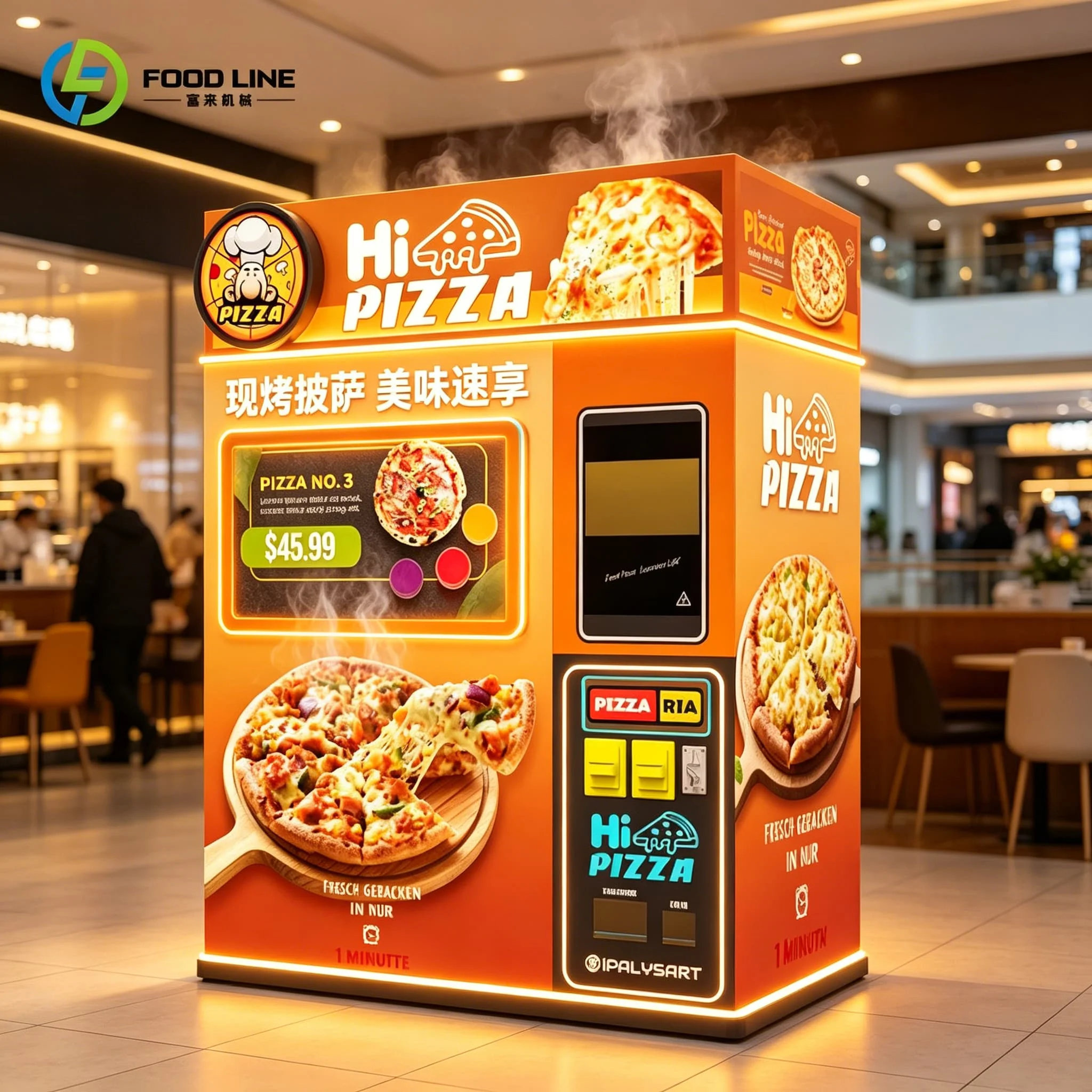 FL Pizza Vending Machine anti‑drop food channel for leisure park 24h pizza self‑service retail device