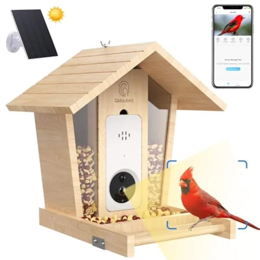 

Smart Hummingbird Feeder with Camera 2K AI Solar-Powered Wireless WiFi Birdhouse Squirrel-Proof Outdoor Bird Feeder Ideal for B