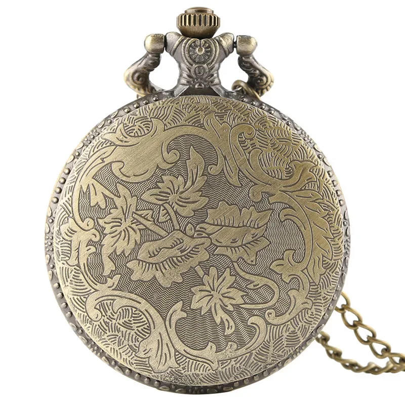 Bronze Evil Design Men Women Retro Quartz Analog Pocket Watch Necklace Pendant Chain Antique Timepiece Gothic reloj