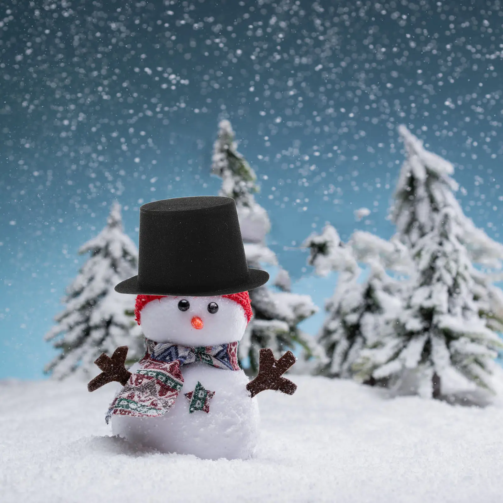 

10 шт. миниатюрных черных цилиндров для Рождества, пластиковые шляпки для снеговиков, украшения для праздничных вечеринок, материалы для рукоделия