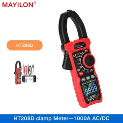 MAYILON HT208A/D Clamp Meter Multimeter AC DC Current 1000A 750V/1000V Temperature Diode Continuity NCV Test LCD Display