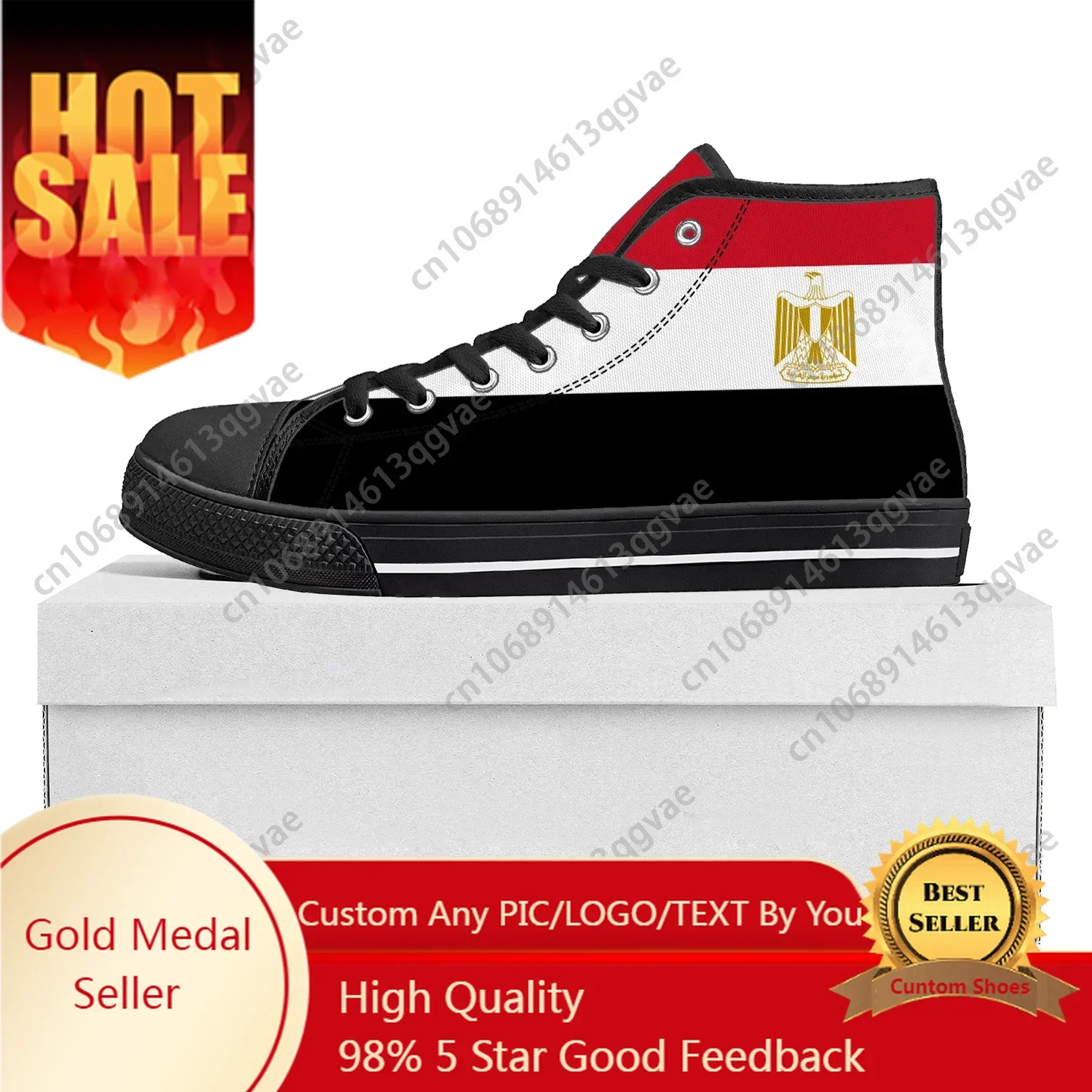 

Egyptian Flag High Top Sneakers Mens Womens Teenager Canvas Sneaker Egypt Casual Couple Shoes Custom Shoe