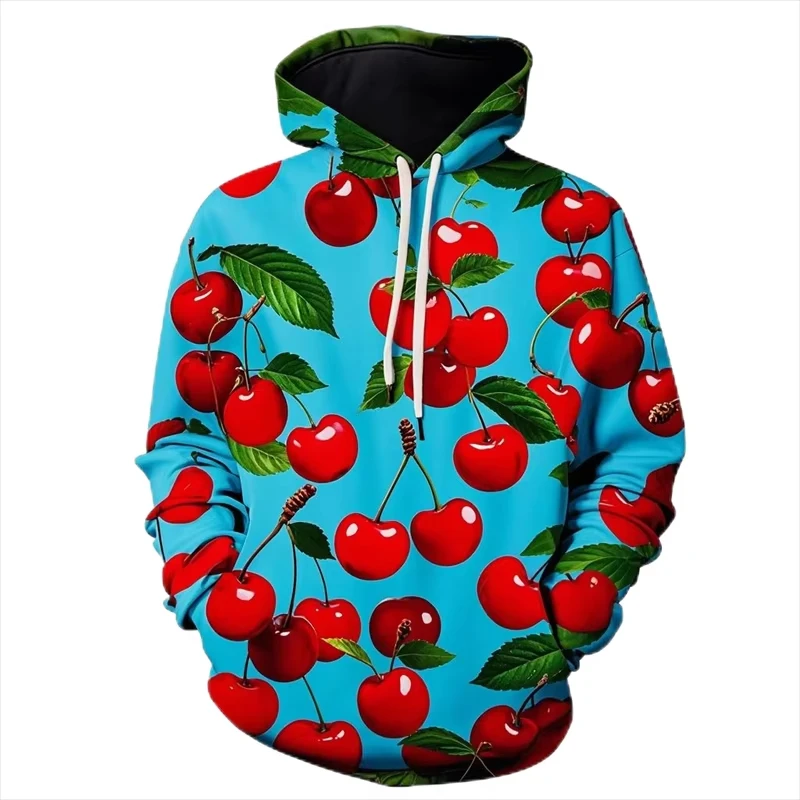 Harajuku موضة الكرز هوديس للرجال ملابس مضحك الفاكهة بلوزات الخريف النساء رياضية عادية الصبي الشارع الشهير للجنسين بلايز