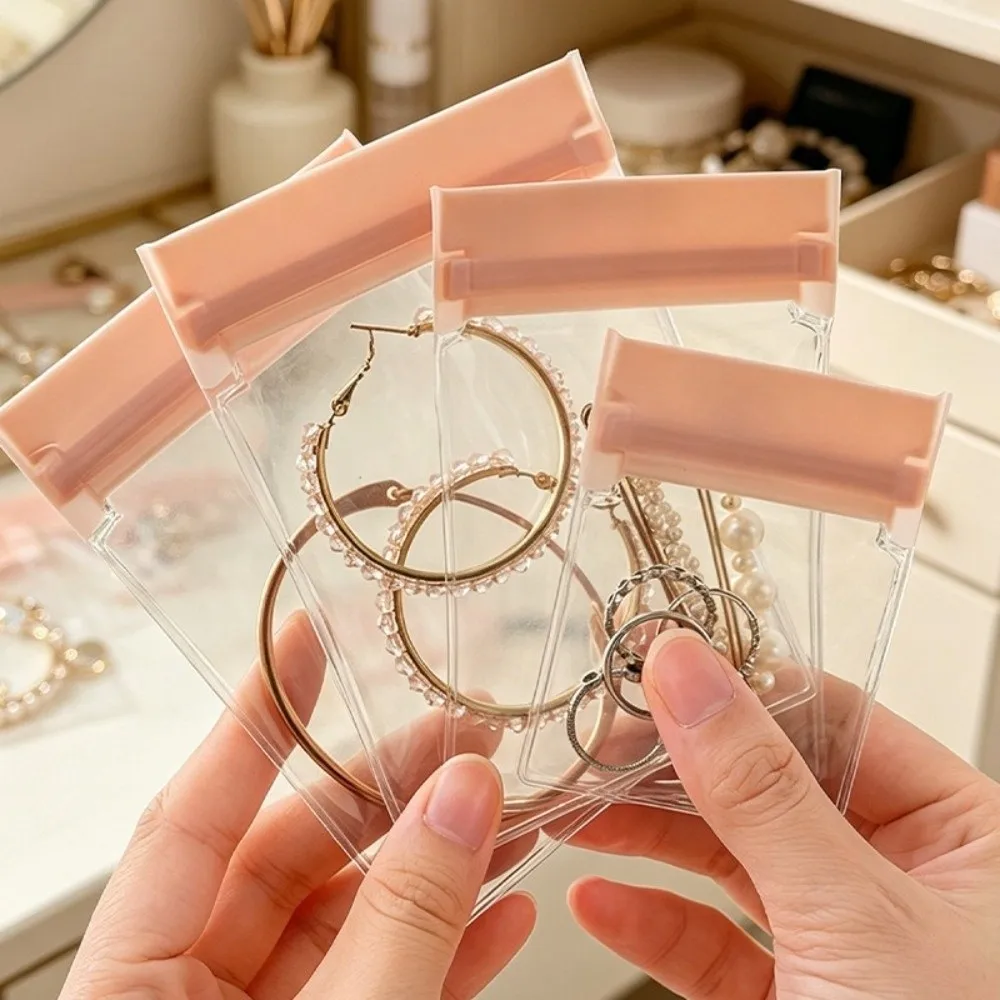 5Pcs Multifunctional Transparent Jewelry Zip Lock Bags Frosted Waterproof Jewelry Pouch Self Sealing Earring Ring Organizer