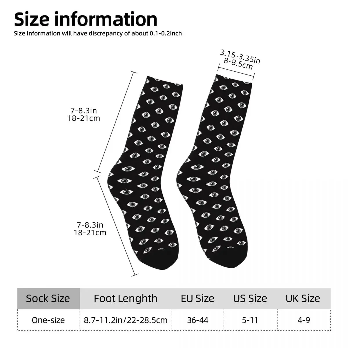 Eyes Wide Open - On Black Socks Harajuku Super Soft Stockings All Season Long Socks Accessories for Man's Woman's Gifts