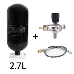 TUXING 4500PSI 300Bar 2.7L Carbon Fiber Cylinder High Pressure Air Tank with Valve Pressure Gauge for Scuba Diving M18*1.5